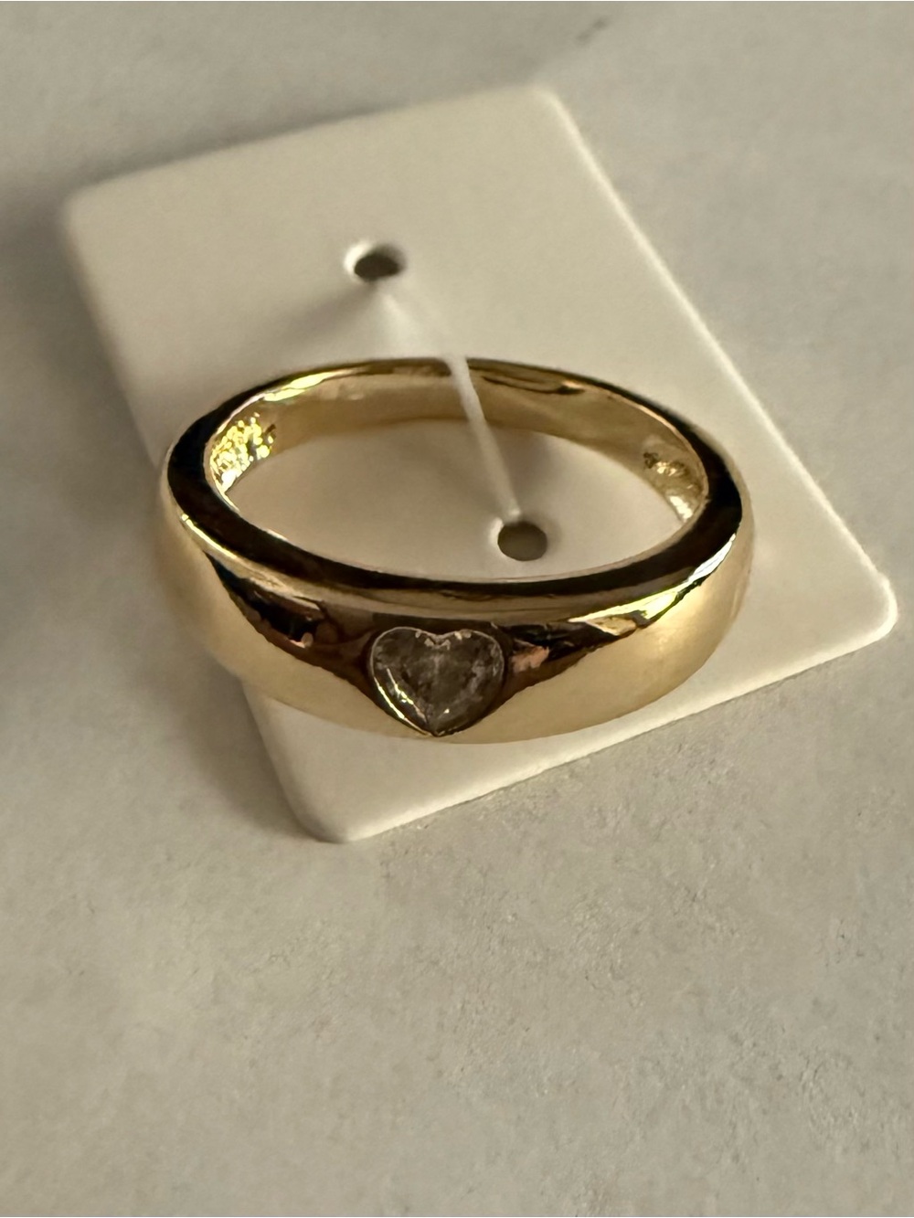 14k Gold Electroplated Heart Accent Cz Stone Band Ring
